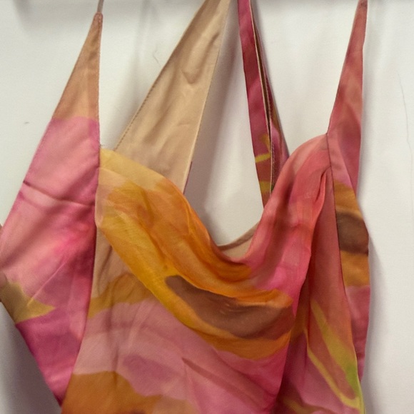 ASOS Satin chiffon maxi dress with large floral print and waterfall neckline 6 - Picture 5 of 9